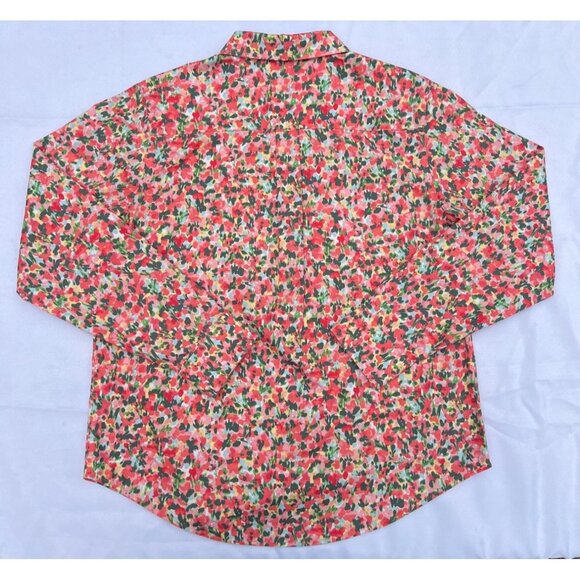 LL Bean Womens Pinpoint Oxford Sunlit Coral Floral Small Petite NWOT - Picture 5 of 5